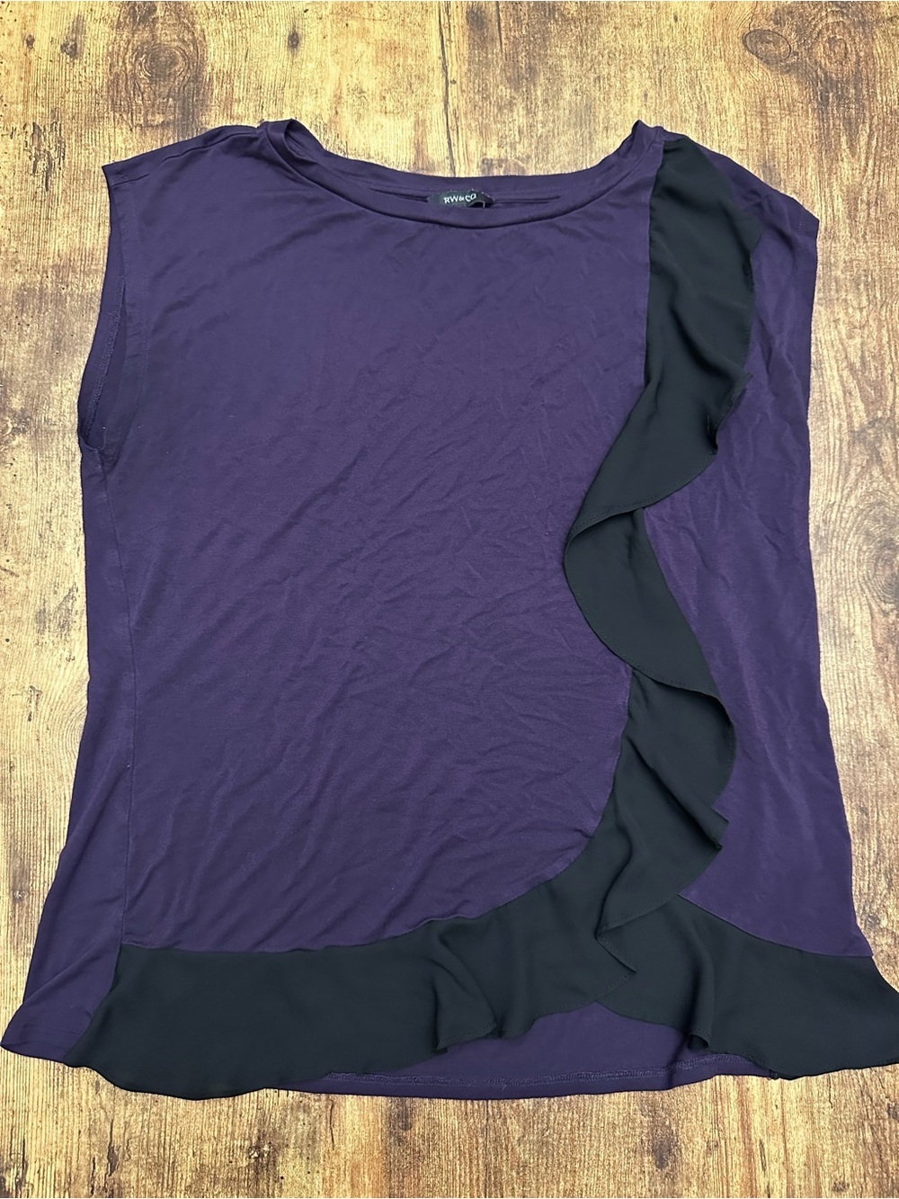 RW&CO. Purple Sleeveless Tank with Black Ruffle Trim #226